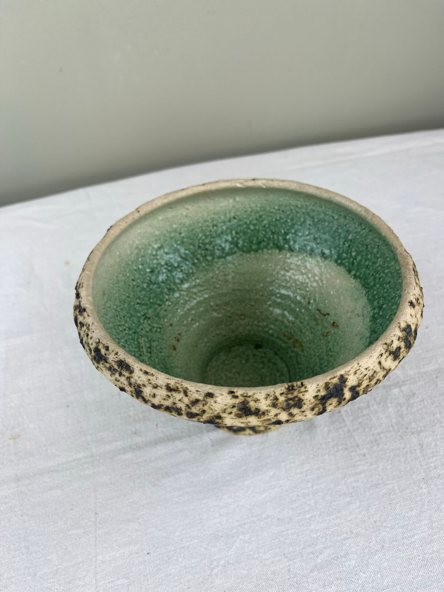 Celadon glazed stoneware bowl signed
