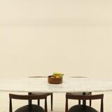 Eames Segmented Oval Dining Table in White Marble & Stainless Steel