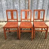 6 René Gabriel chairs from the reconstruction period in beech and plywood.