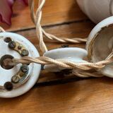 Opaline glass pendant light, frilly, rises and falls