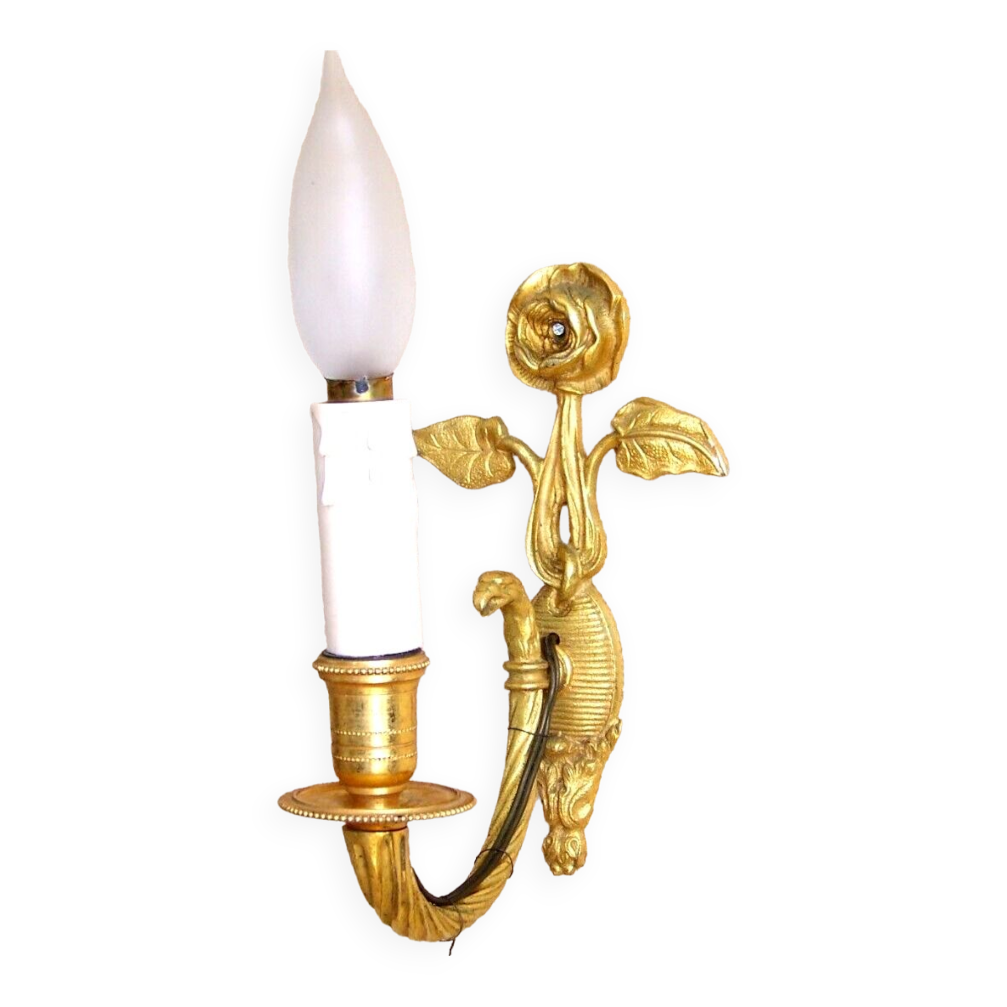 Simple wall sconce in classic Empire style made of vintage French cast brass 4316.