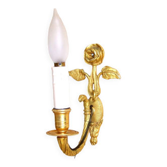 Vintage french cast brass classic empire style single wall sconce 4316