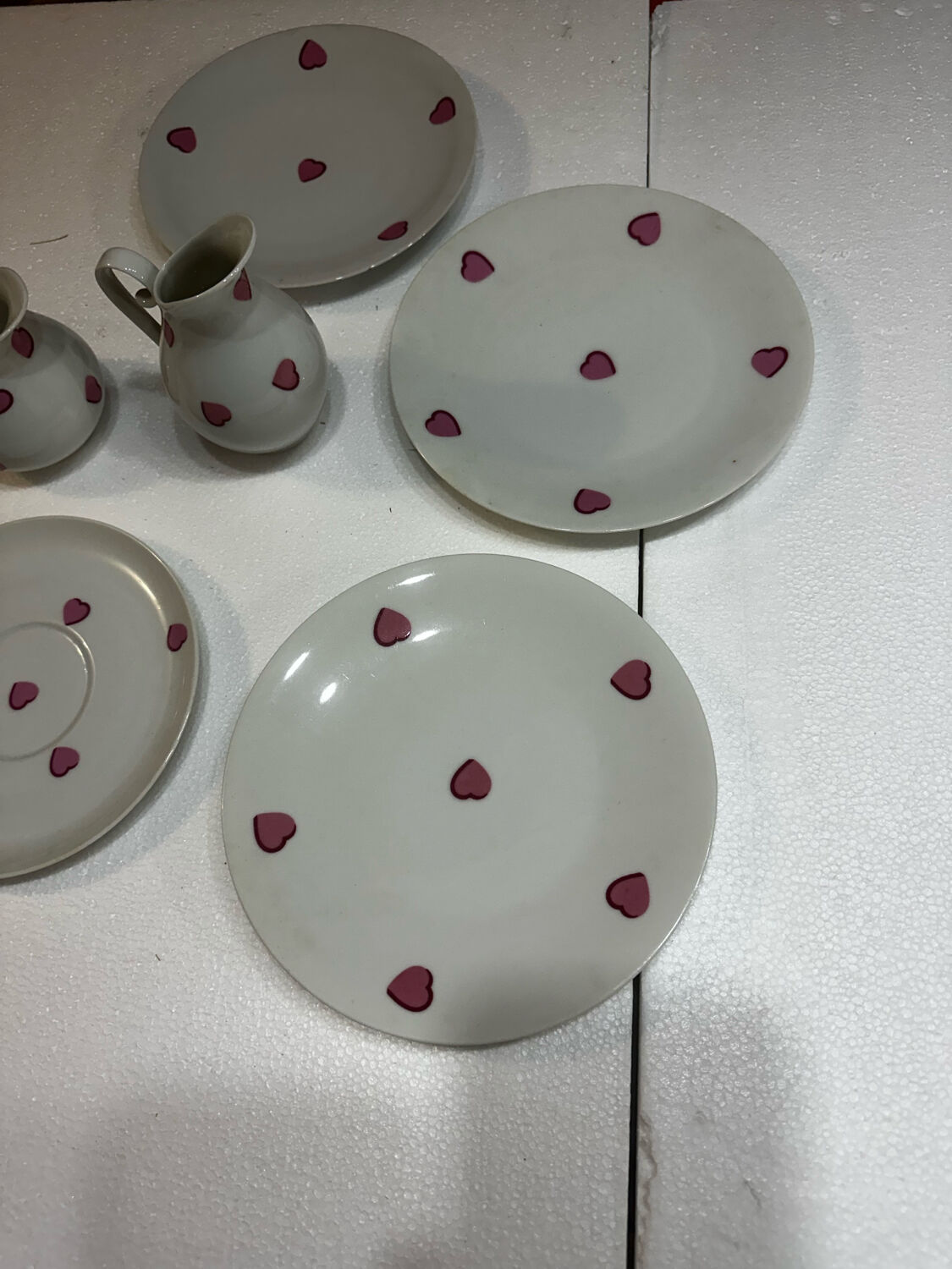 Breakfast Service D. Porthault Limoges Pink Hearts 10 Pcs