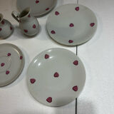 Breakfast Service D. Porthault Limoges Pink Hearts 10 Pcs