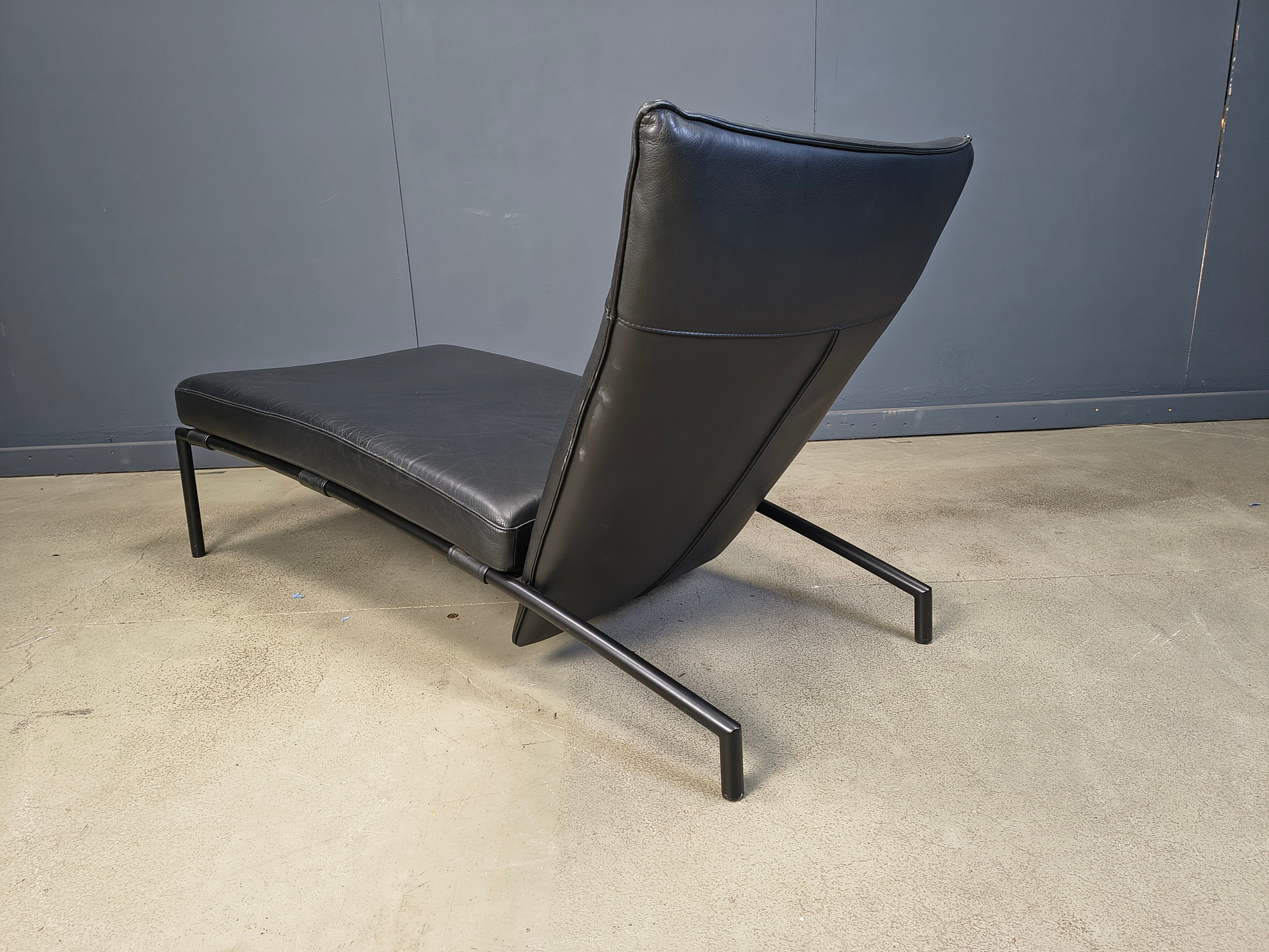 Vintage black leather chaise longue by Peter Mally for Cor, 1990s
