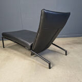 Vintage black leather chaise longue by Peter Mally for Cor, 1990s