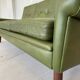 Vintage Danish mid-century Svend Skipper 3 person sofa in olive green leather 1965
