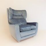 Ensemble de 2 fauteuils mohair bleu glacier Carl Straub