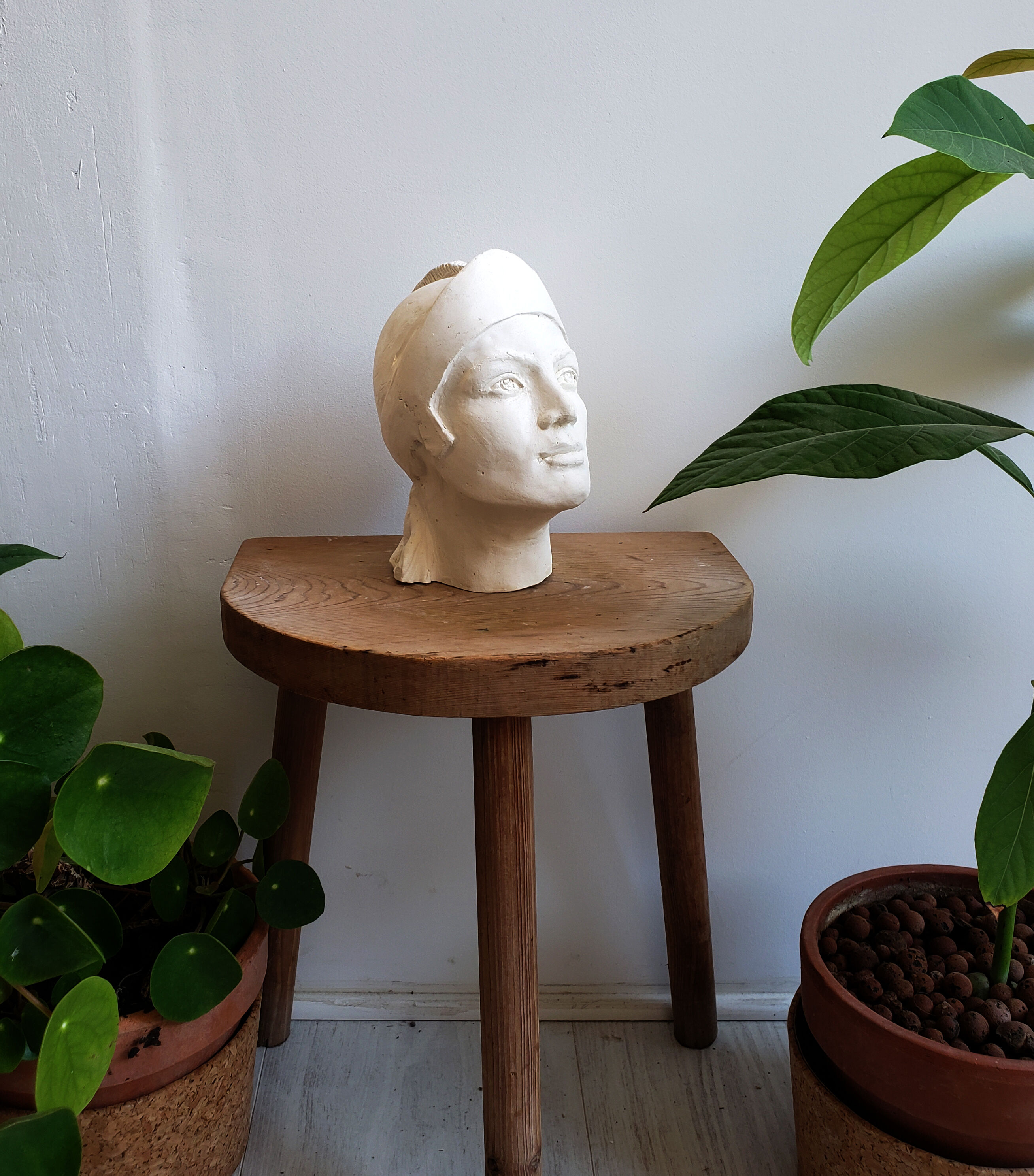 Woman's head in plaster