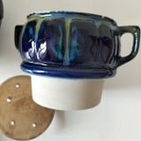 Midnight blue and flamed beige enameled ceramic filter coffee maker