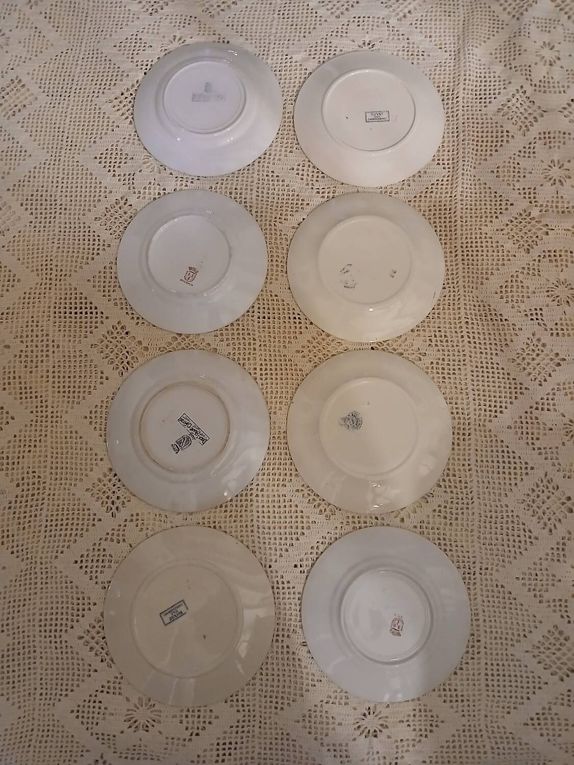 8 mismatched ironstone dinner plates
