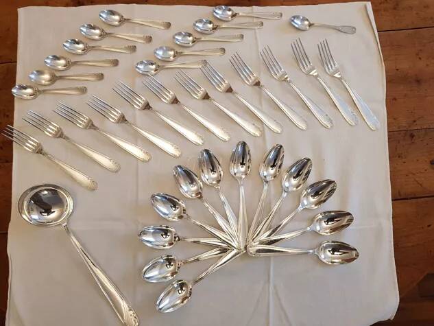 Silver cutlery set 37 pieces Louis XV style