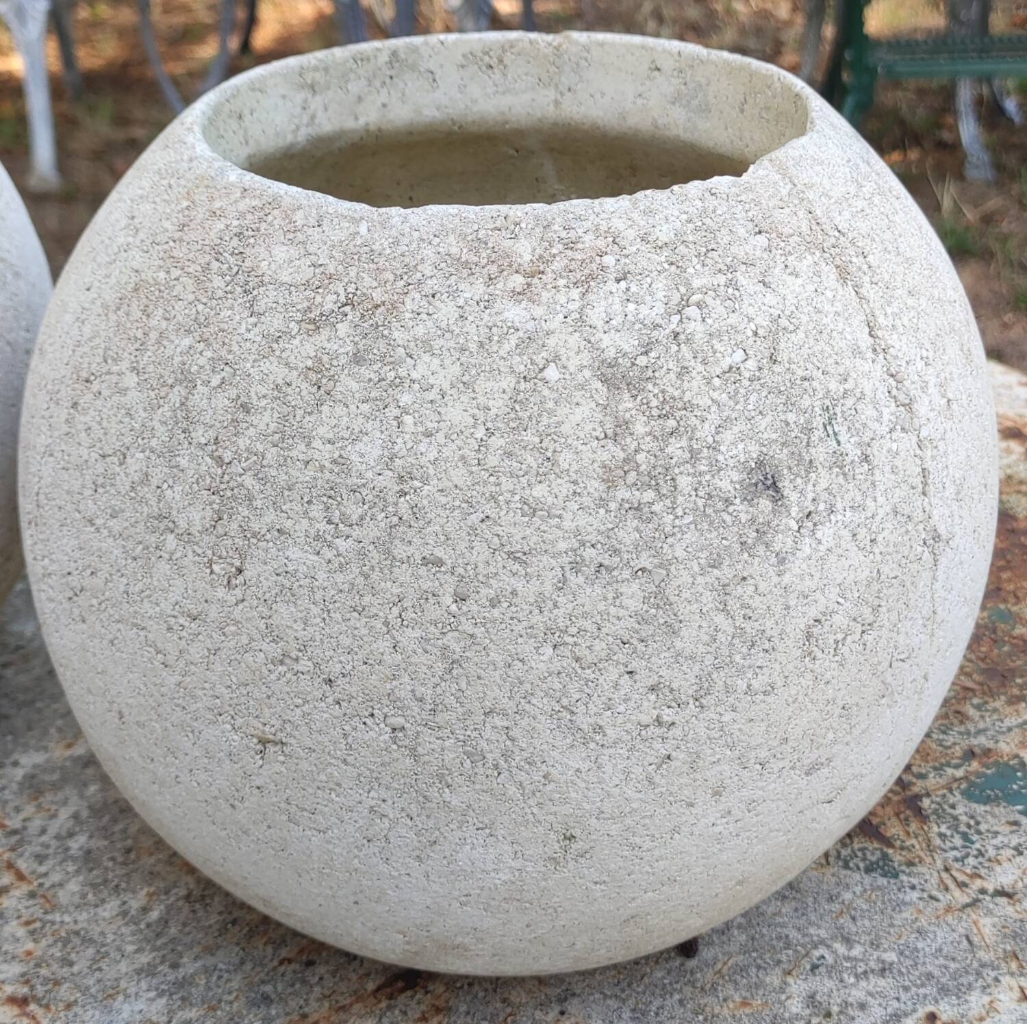 Pair of vintage sphere ball planters