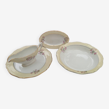 Set of 3 dishes and sauce boat L'Amandinoise