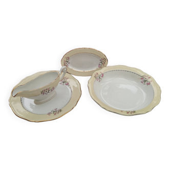 Set of 3 dishes and sauce boat L'Amandinoise