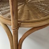 Vintage round coffee table in rattan and wicker