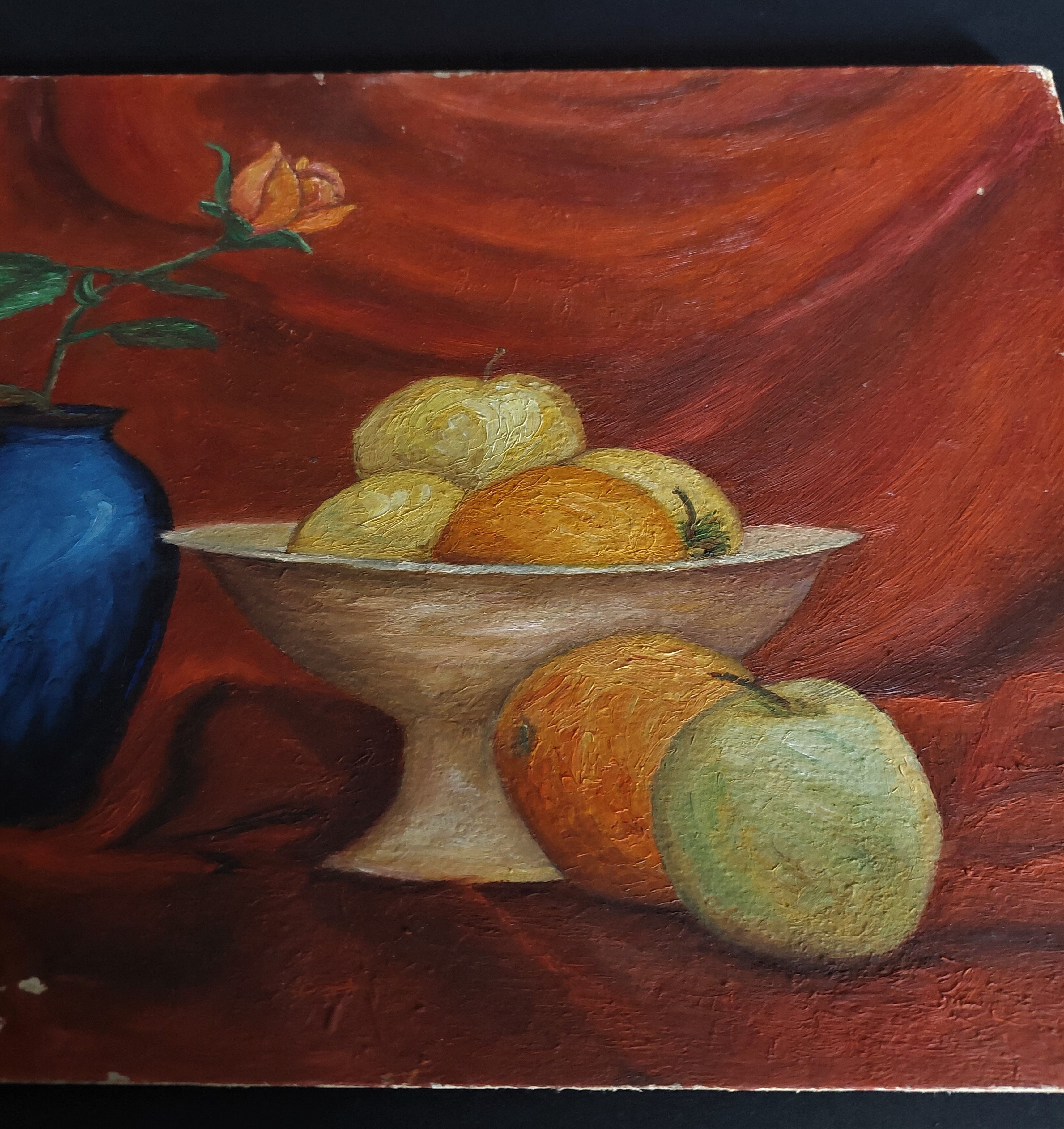Oil painting on still life panel