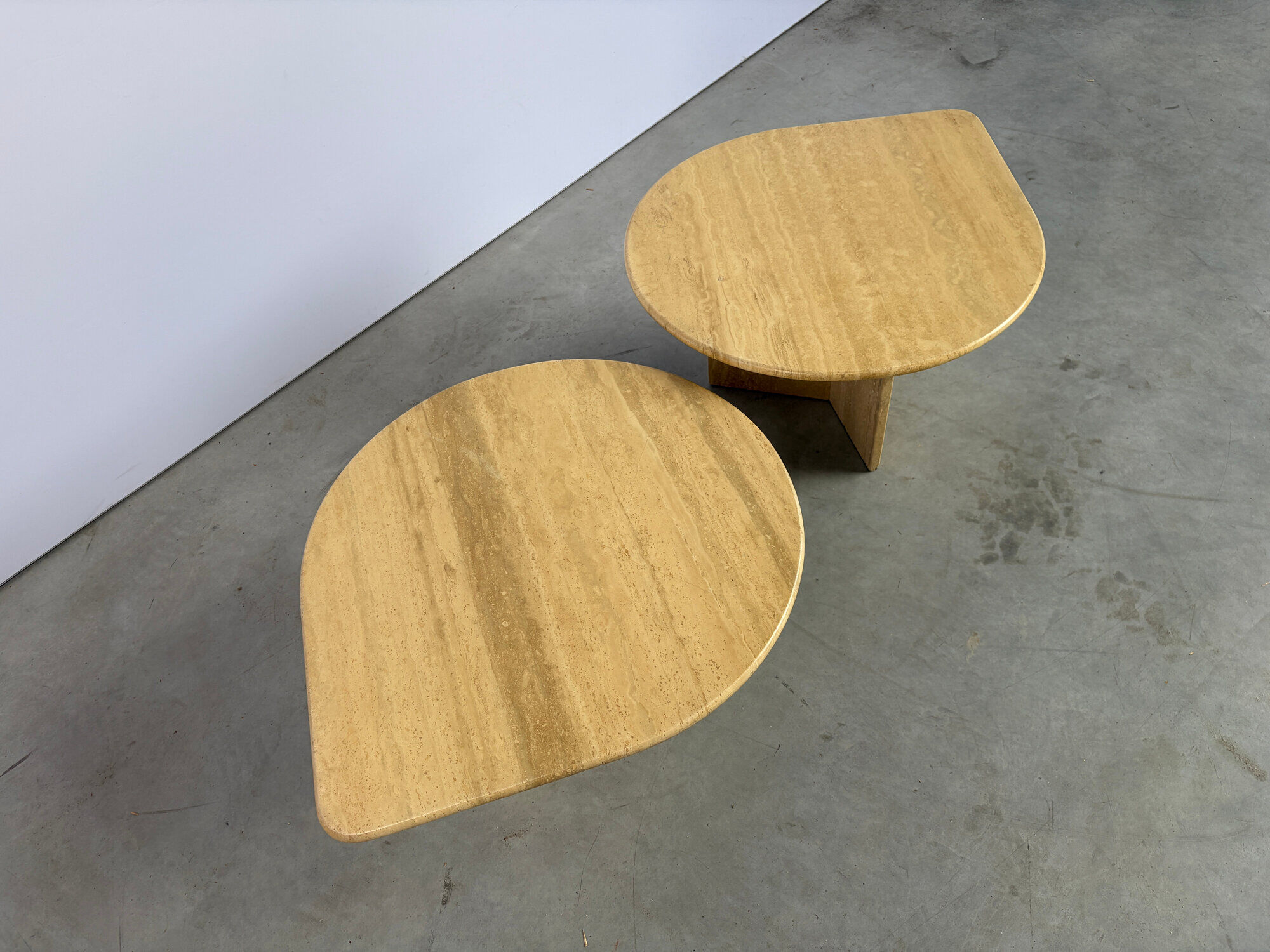 Pair of vintage travertine coffee tables or side tables, 1970s