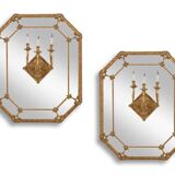 Pair of Louis XIV style mirrors in gilded wood. Circa 1880.