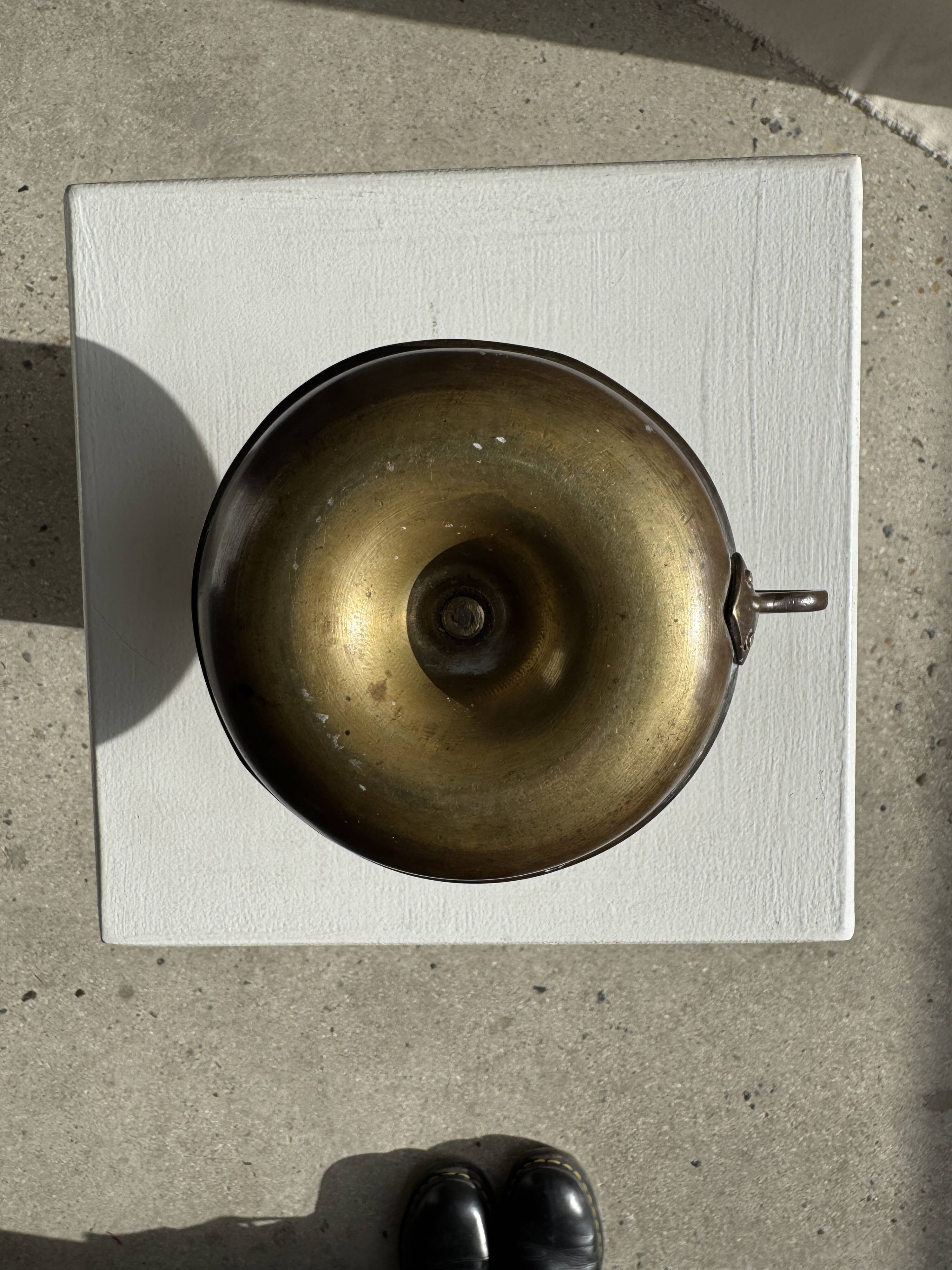 Antique blackened gold hand candlestick H8 D13.5