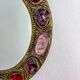 Italian mid-century mirror by Creaciones Gobesso, red & purple Murano rock crystals, 1960s