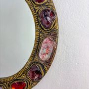 Italian mid-century mirror by Creaciones Gobesso, red & purple Murano rock crystals, 1960s