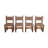 Suite of 4 oak chairs, monastic taste – early twentieth