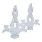 Pair of "Vegetal" candlesticks in solid crystal - Vannes-le-Châtel