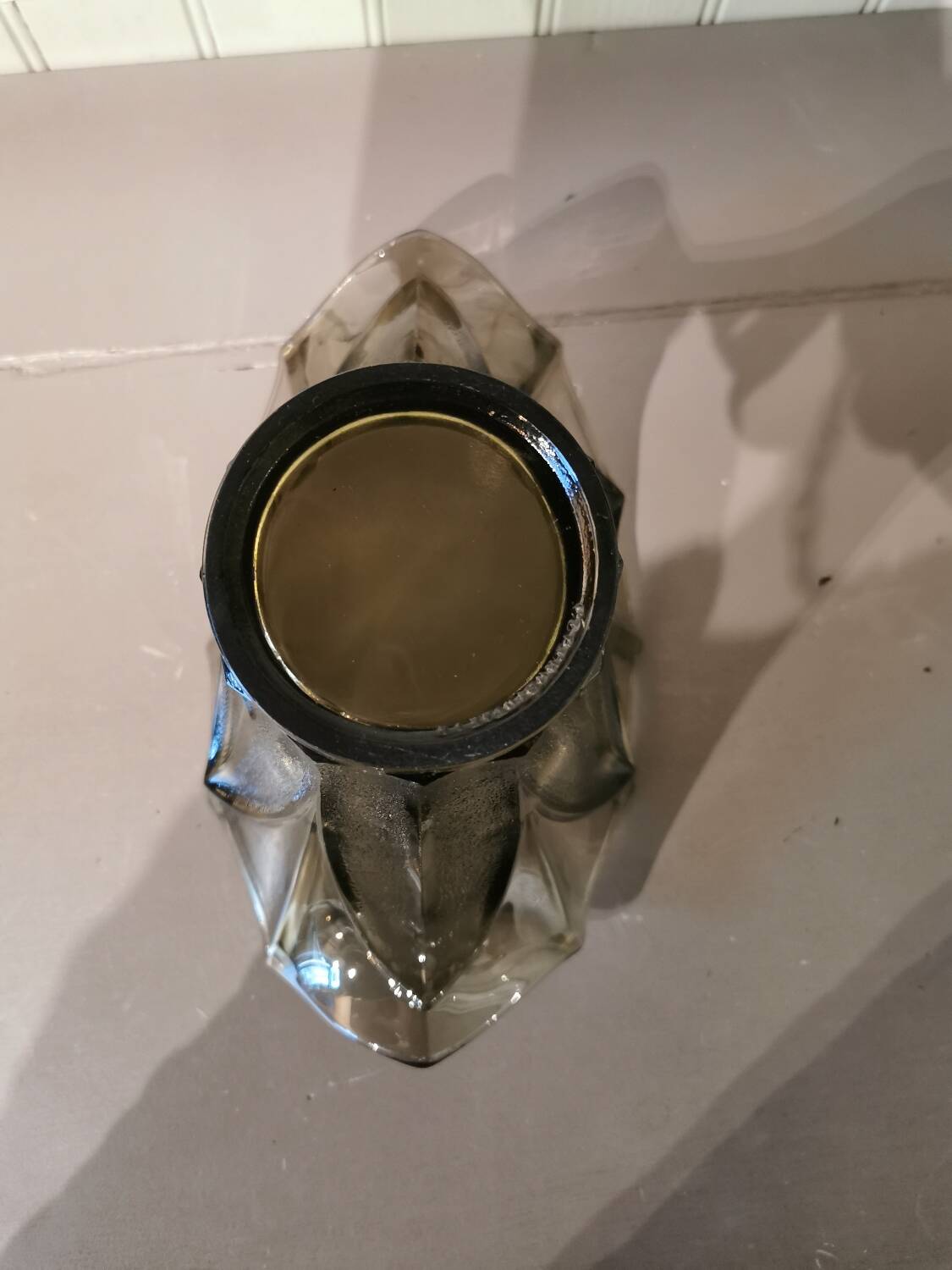 Art Deco vase in polished and frosted smoked glass