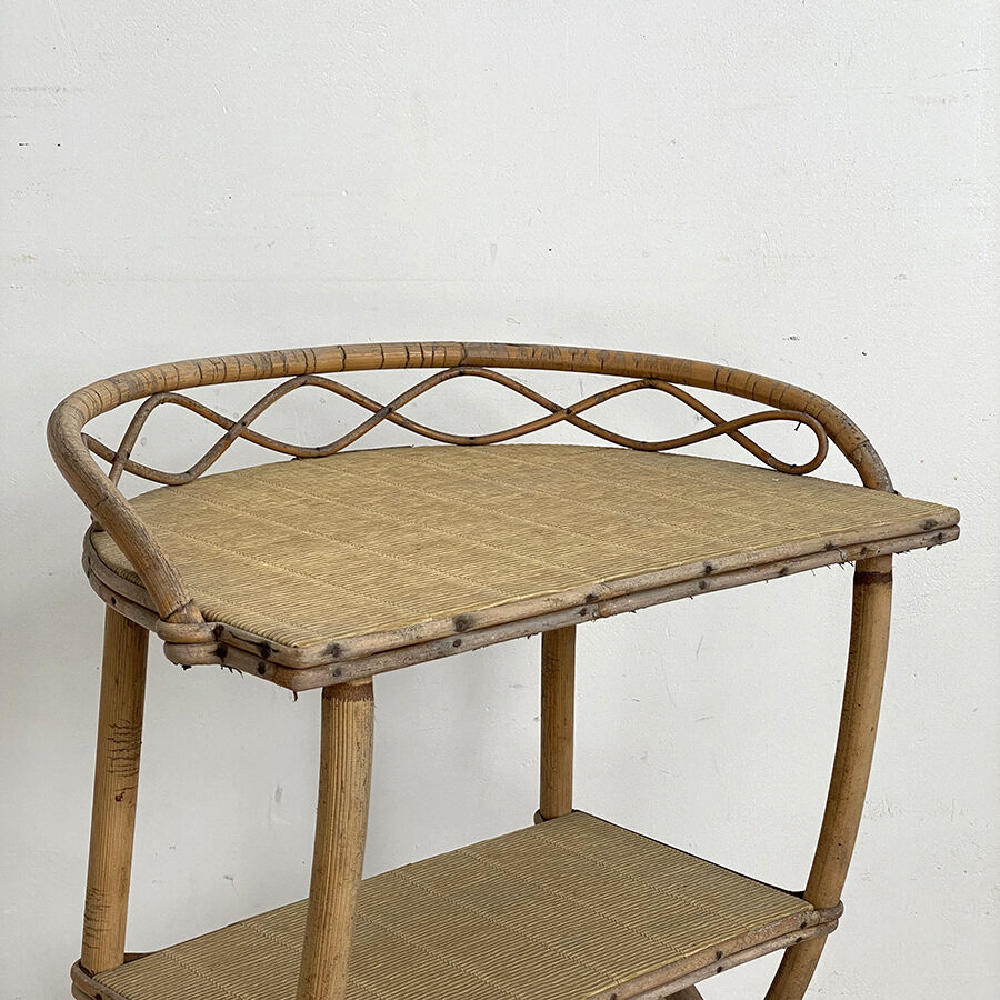 Bedside table in vintage rattan 60's