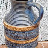 Large Bay Keramik vase in blue and ochre ceramic – West Germany, 47 cm