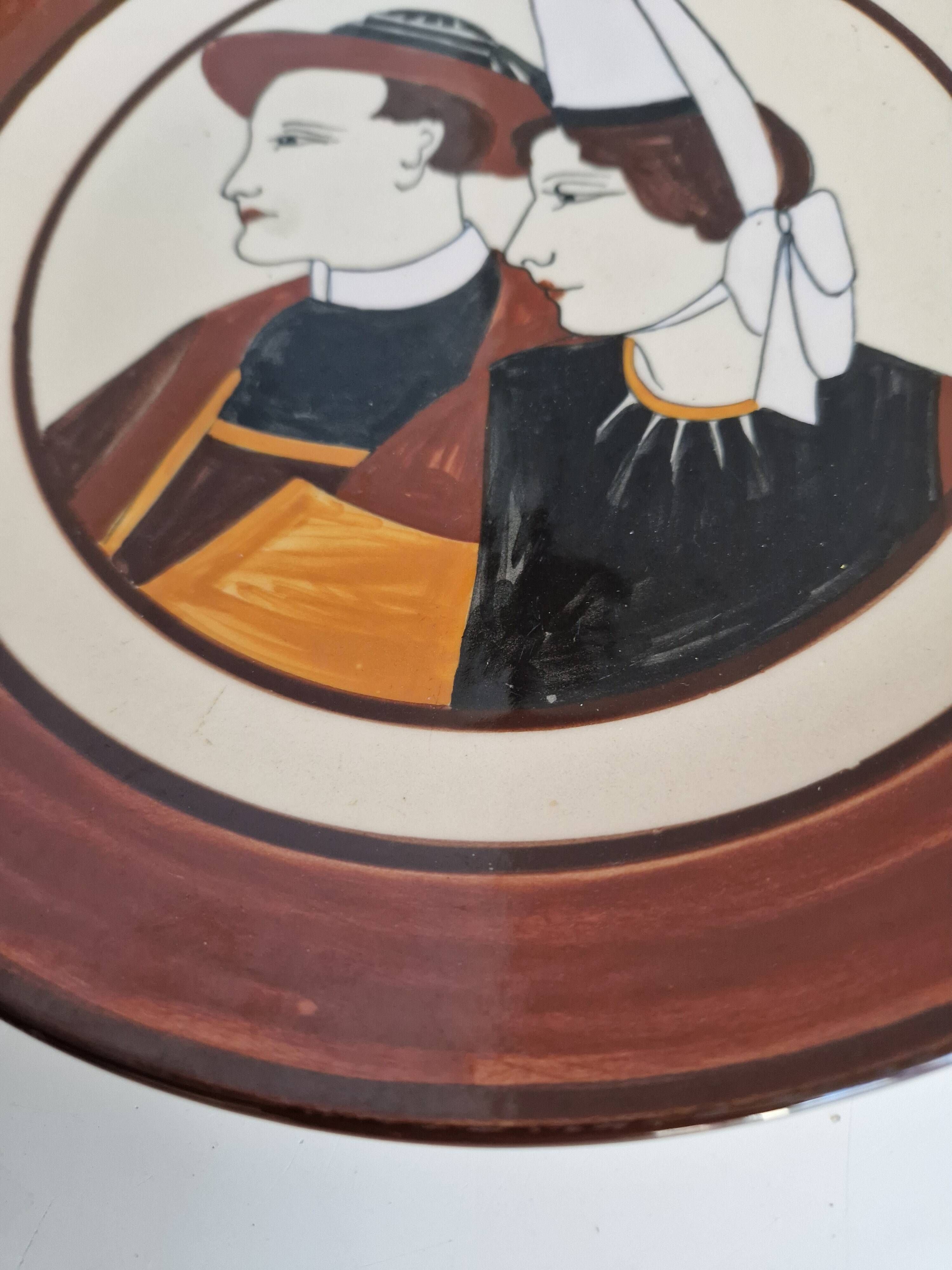 Plate HB Quimper Breton Couple