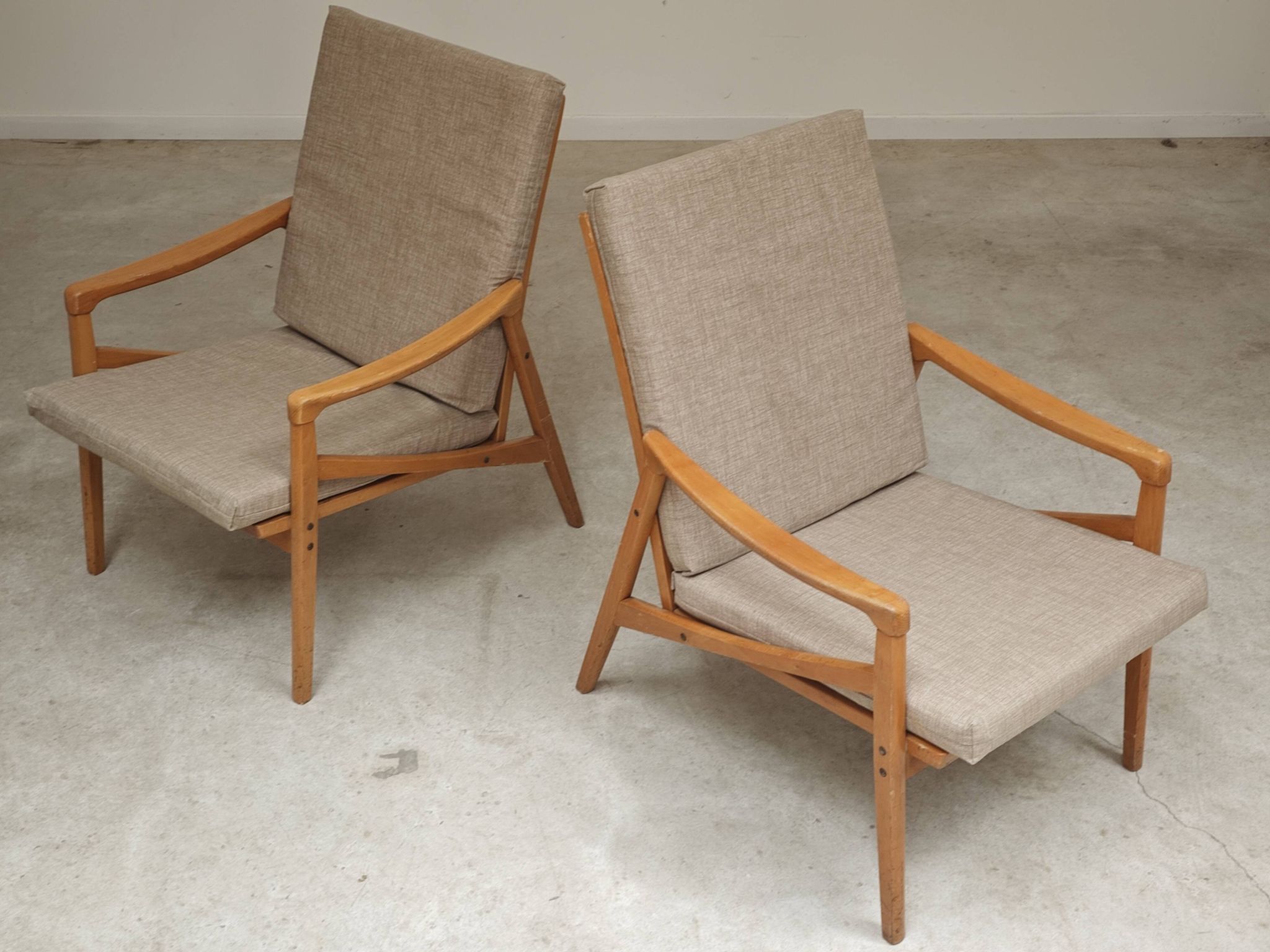 Pair of grey armchairs by Jiri Jiroutek for Intérier Praha