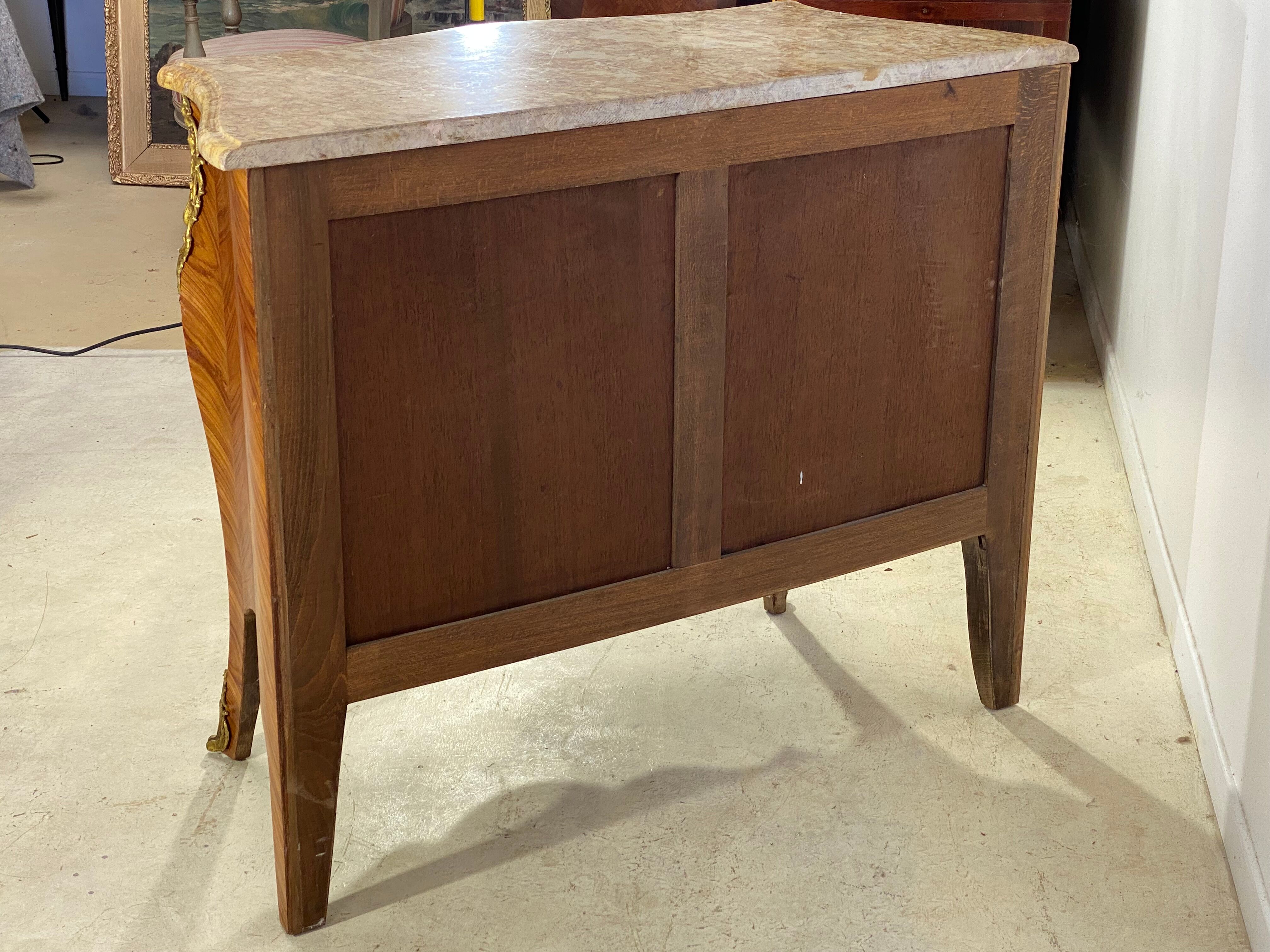 Inlaid chest of drawers Louis XV marble top