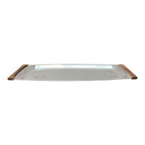 Danish stainless steel and teak plateau from the mid-century of Lundtofte, Denmark, 1960s.