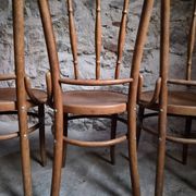 Set of 6 Fischel bentwood bistro chairs, Czechoslovakia, circa 1930–1950.
