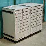Set of 2 industrial German medical chests with drawers by Baisch, 1950s