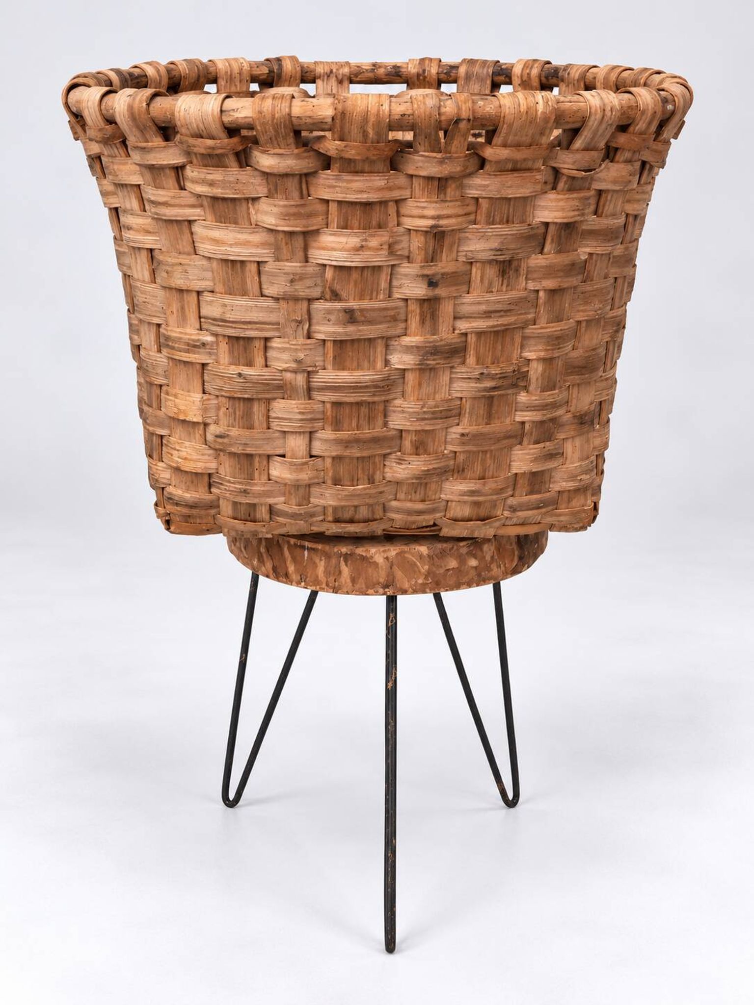 Large antique woven wooden basket – Artisan basketry