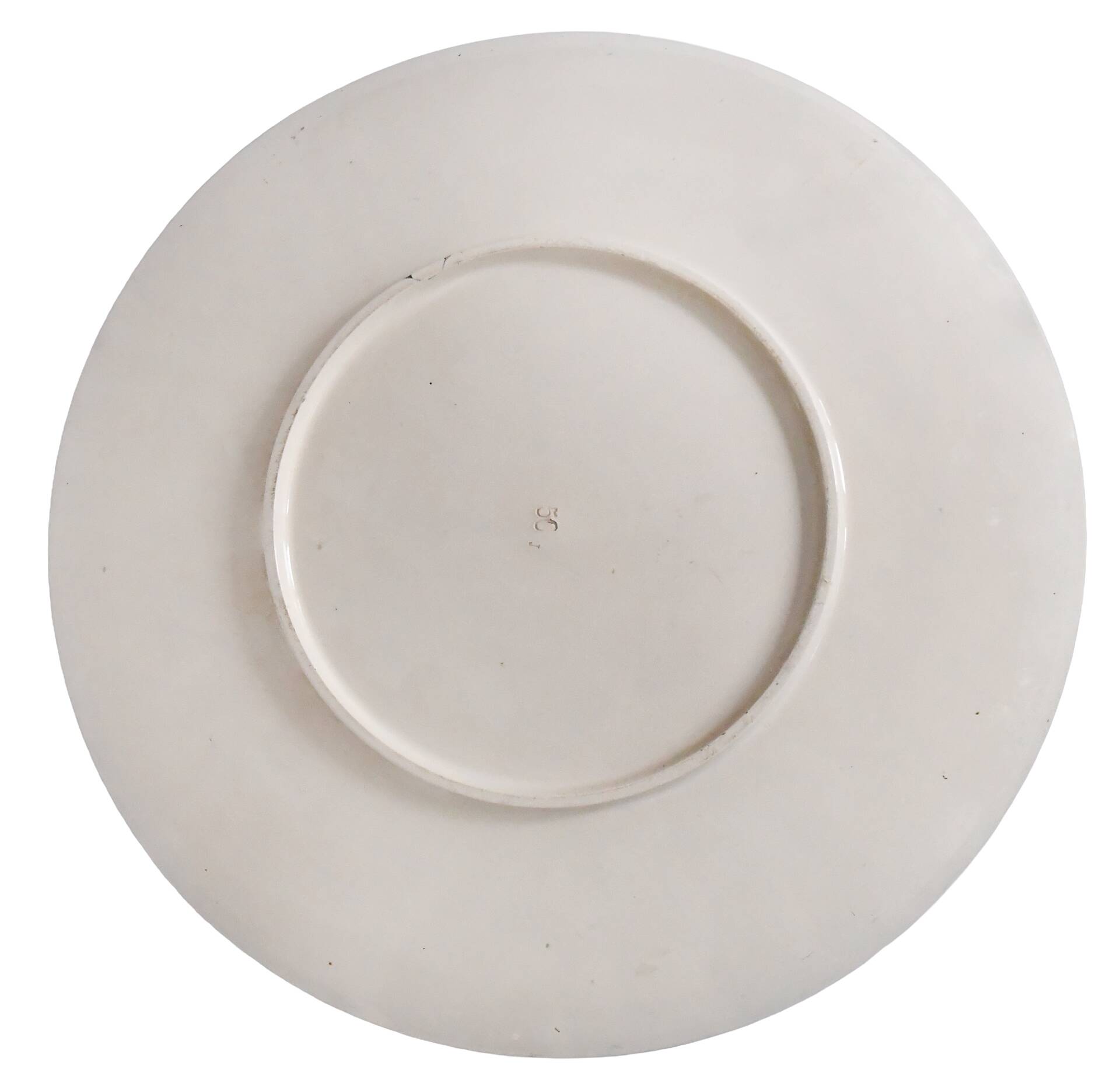 Large earthenware dish decorated with a parrot.