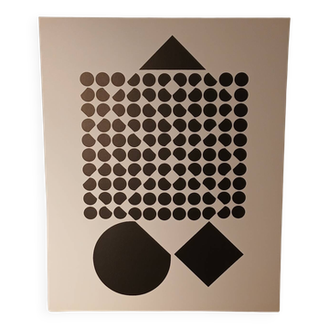 Screen print by Victor Vasarely - "Corpuscular" - Art & Science / Structure