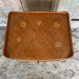 Antique Nightstand Louis XV Style Inlay Wood 3 Drawers Wine