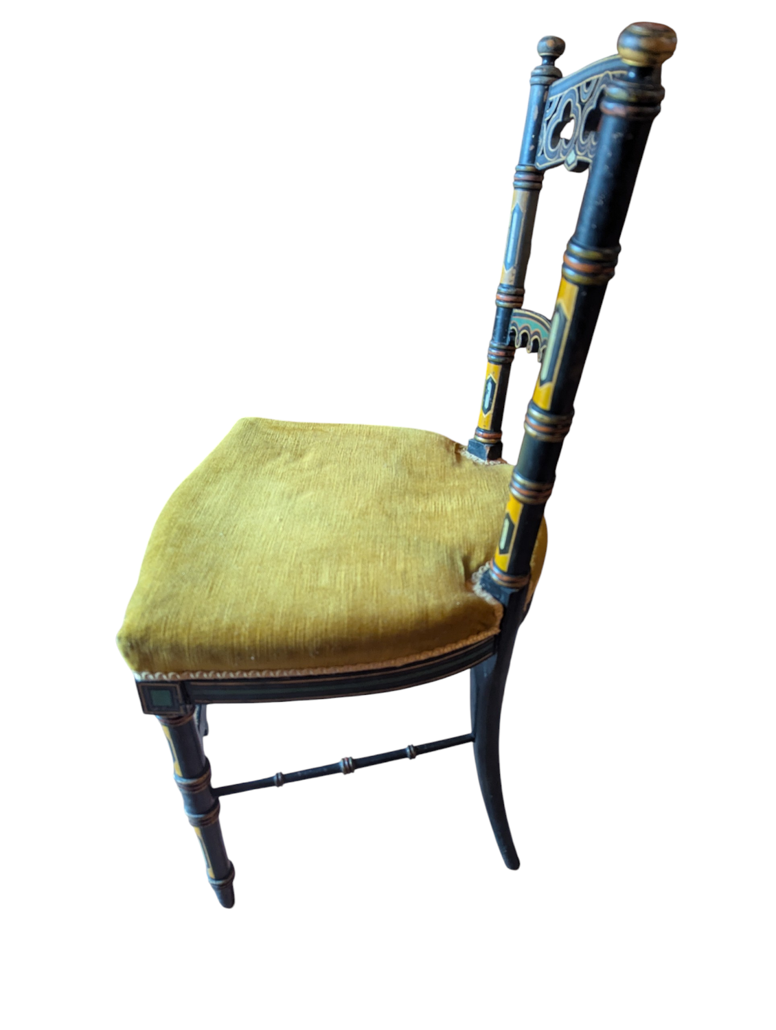 Napoleon III Neo-Gothic "Troubadour" Chair - Polychrome Decor 19th Century