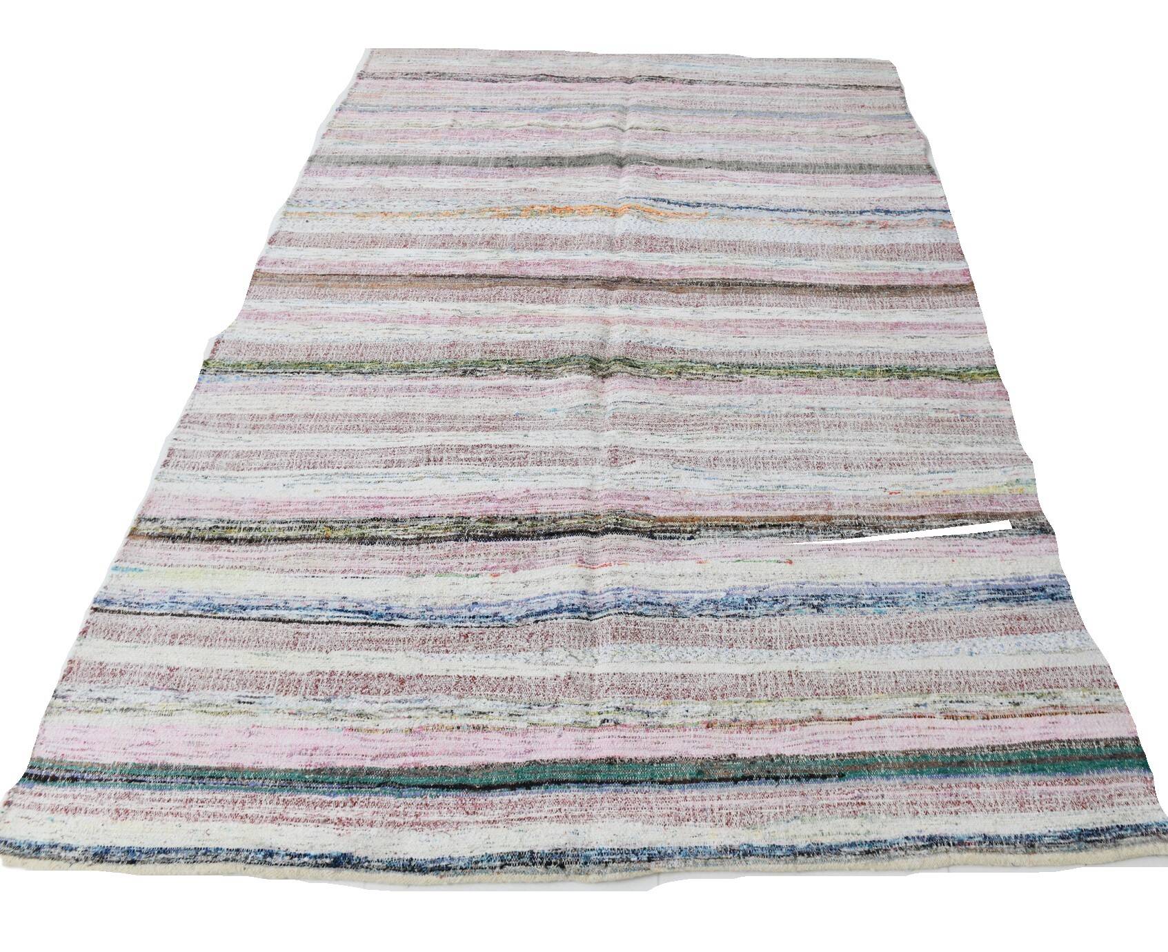 5x8 Vintage Striped Multicolor Rug Boho Pastel Design, 166x257 Cm