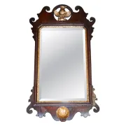 Antique Chippendale Wall Mirror in Gilded Wood with Phoenix, 1760s