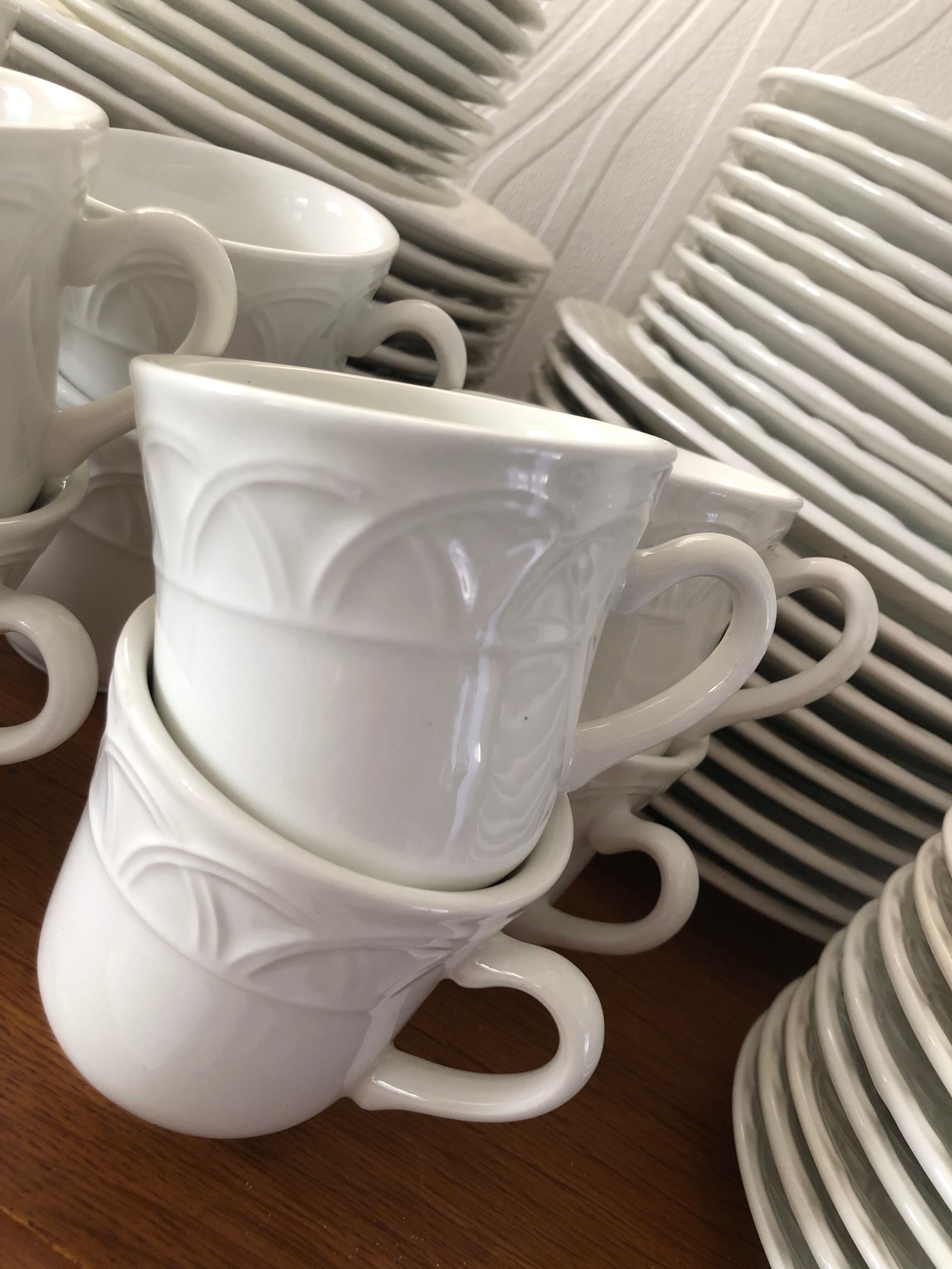 Dish set 60 pieces in white earthenware Italy Quadrifoglio