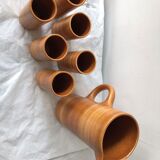 Set of 6 glasses in sandstone and carafe