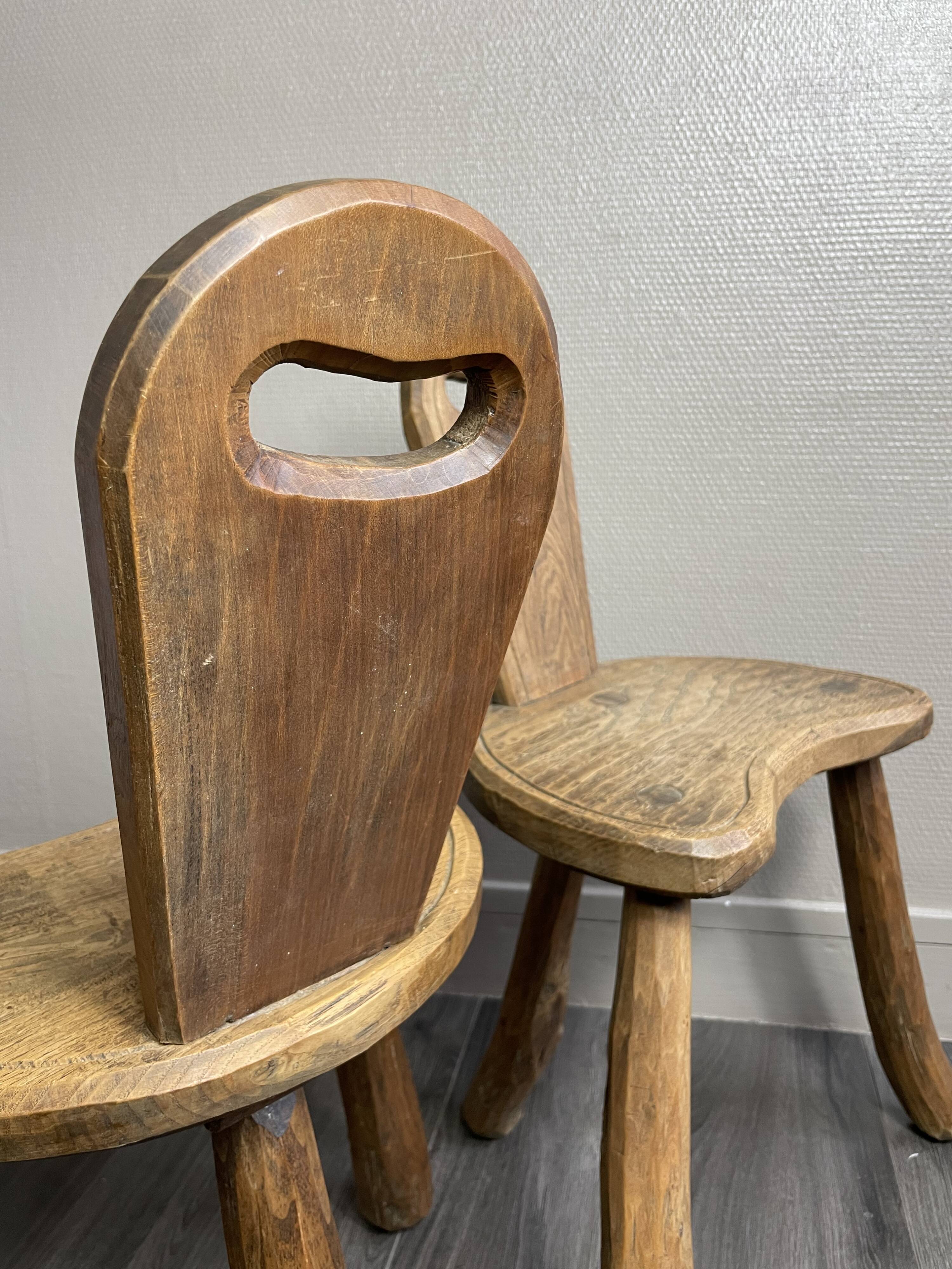 Pair of solid wood farmhouse stools