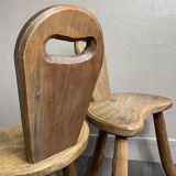 Pair of solid wood farmhouse stools