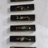 6 vintage knife holders, resin inclusion, shells.