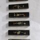 6 vintage knife holders, resin inclusion, shells.